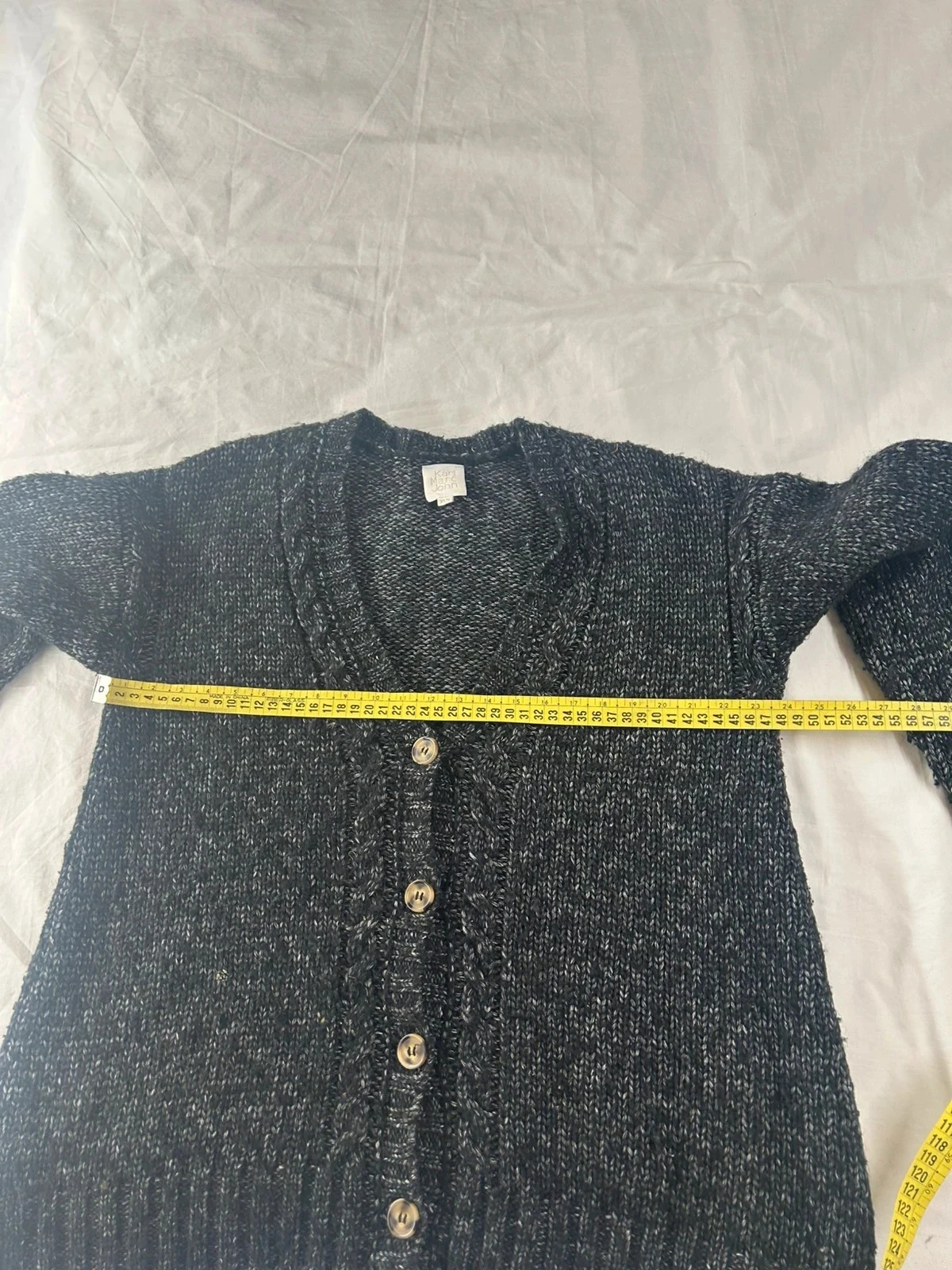 Sweat pull cardigan en laine et acrylique noir gris karl marc john – photo 10